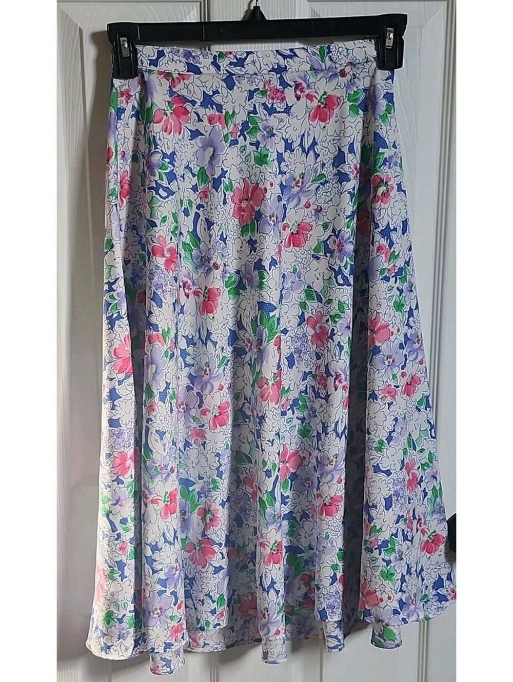 Women's Size 6 Floral A-Line Skirt Blue White Pink Green